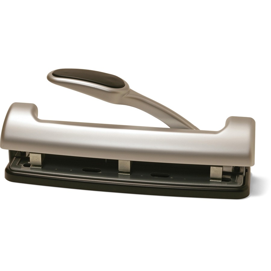 Officemate EZ Lever Adjustable Hole Punch - 3 Punch Head(s) - 15 Sheet of  20lb Paper - 9/32 Punch Size - Silver - l2suppliesservices